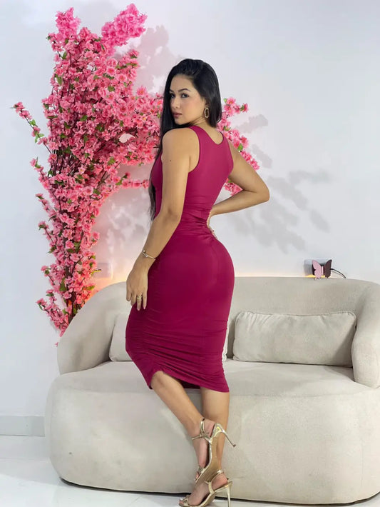 vestido midi poliamida