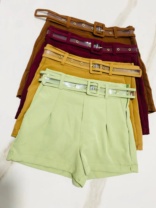 Short Alfaiataria Cinto Transparente