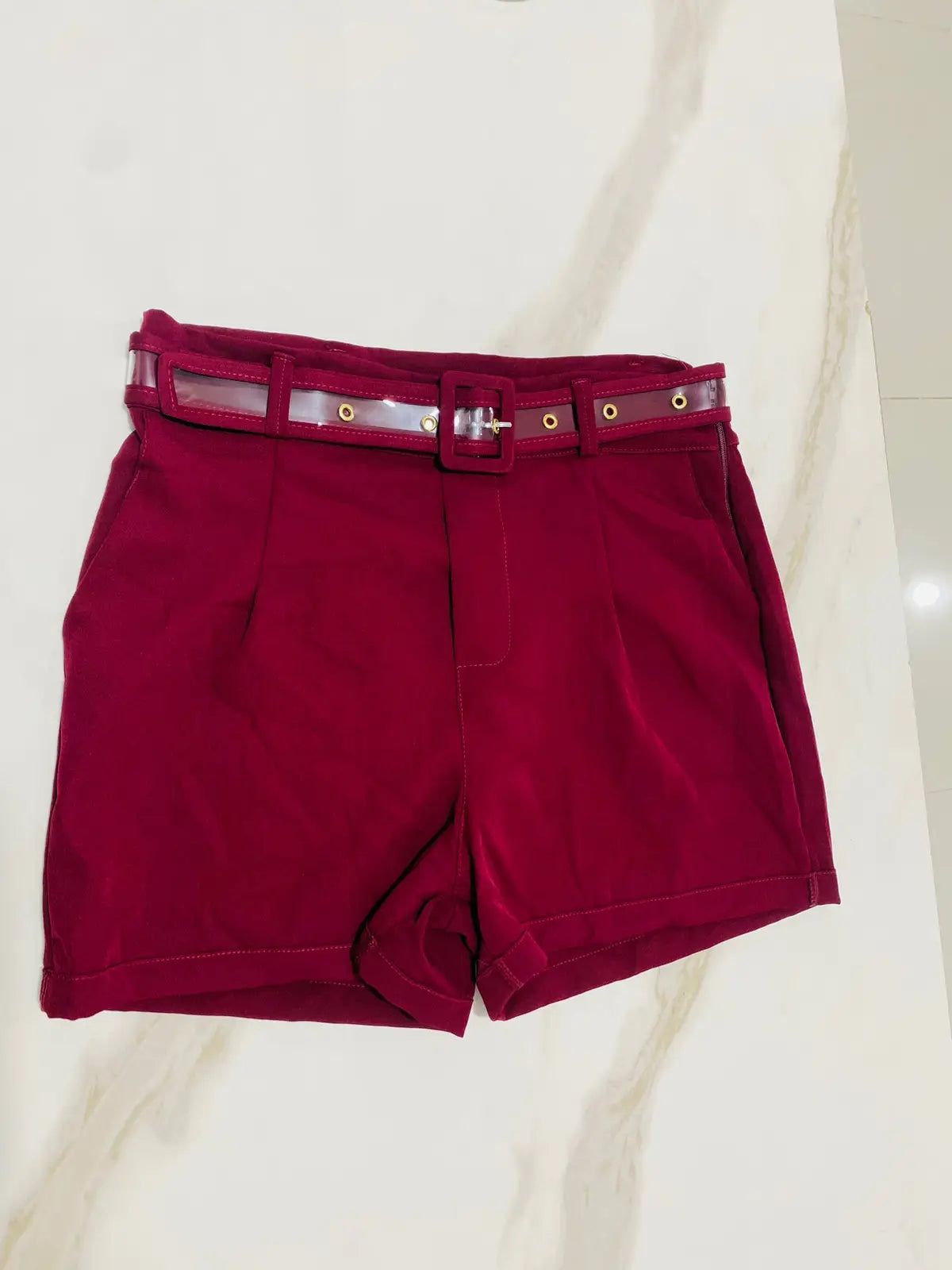 Short Alfaiataria Cinto Transparente