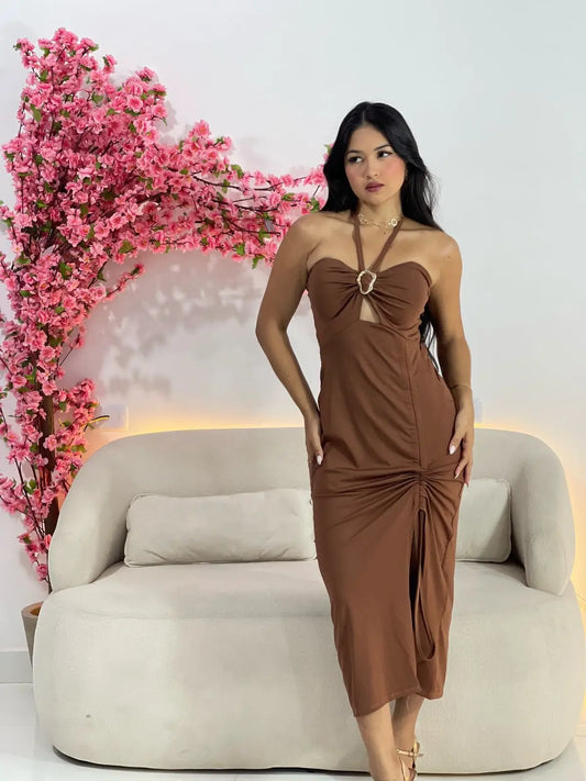 Vestido Marron Longo