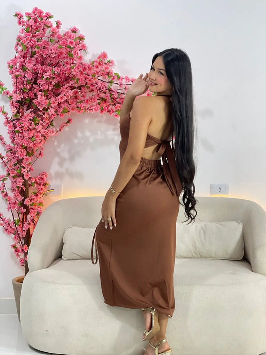 Vestido Marron Longo